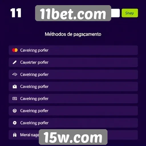Métodos de pagamento disponíveis no 11bet.com